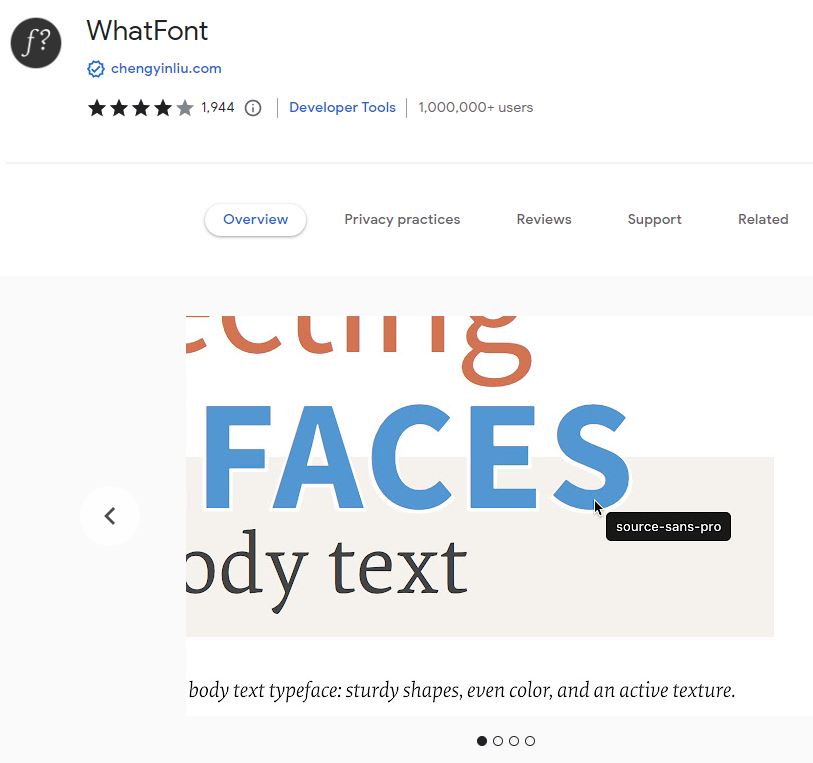 WhatFont extension